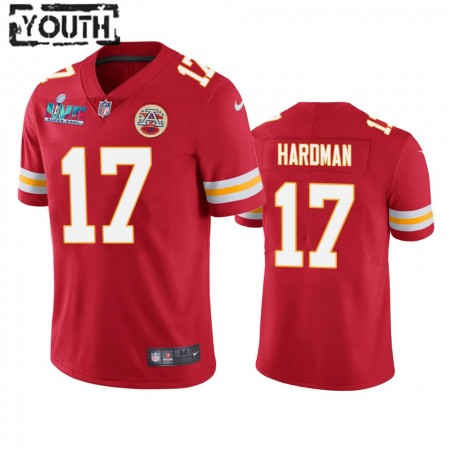 Maillot Enfant Kansas City Chiefs Mecole Hardman 17 Super Bowl LVII Rouge Vapor Limited